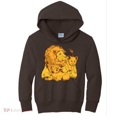 Lion Dad And Babies Kids Hoodie