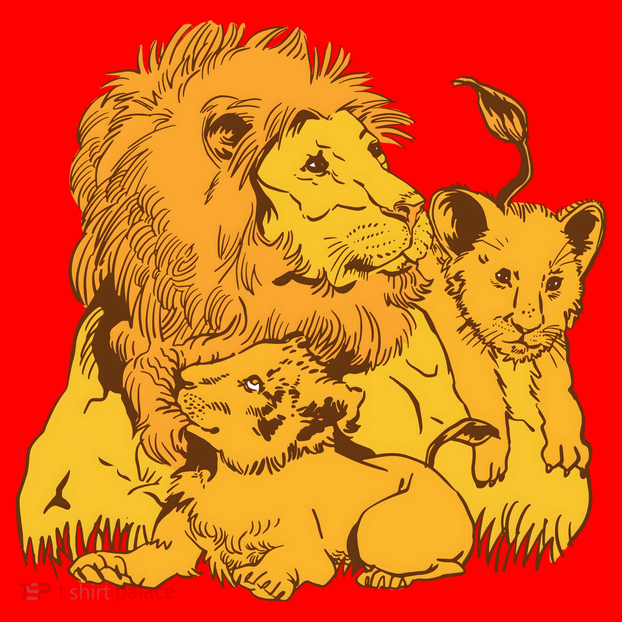 Lion Dad And Babies Santa Hat