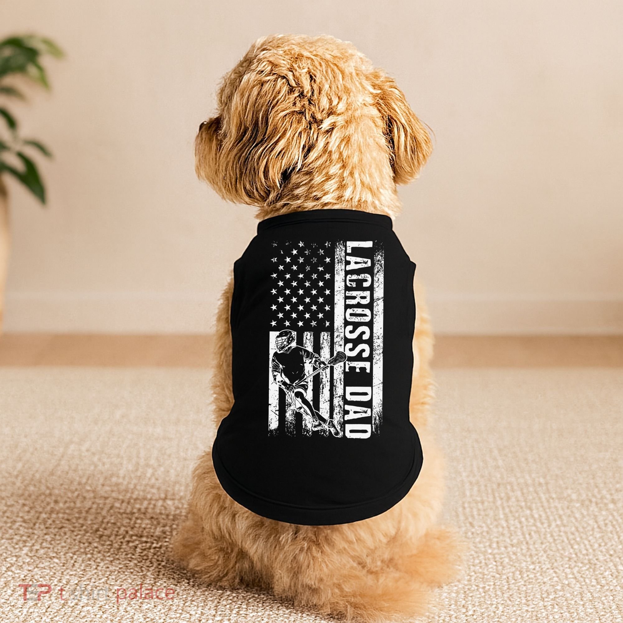 Lacrosse DAD American Flag Lax Daddy Father's Day Doggie Tank