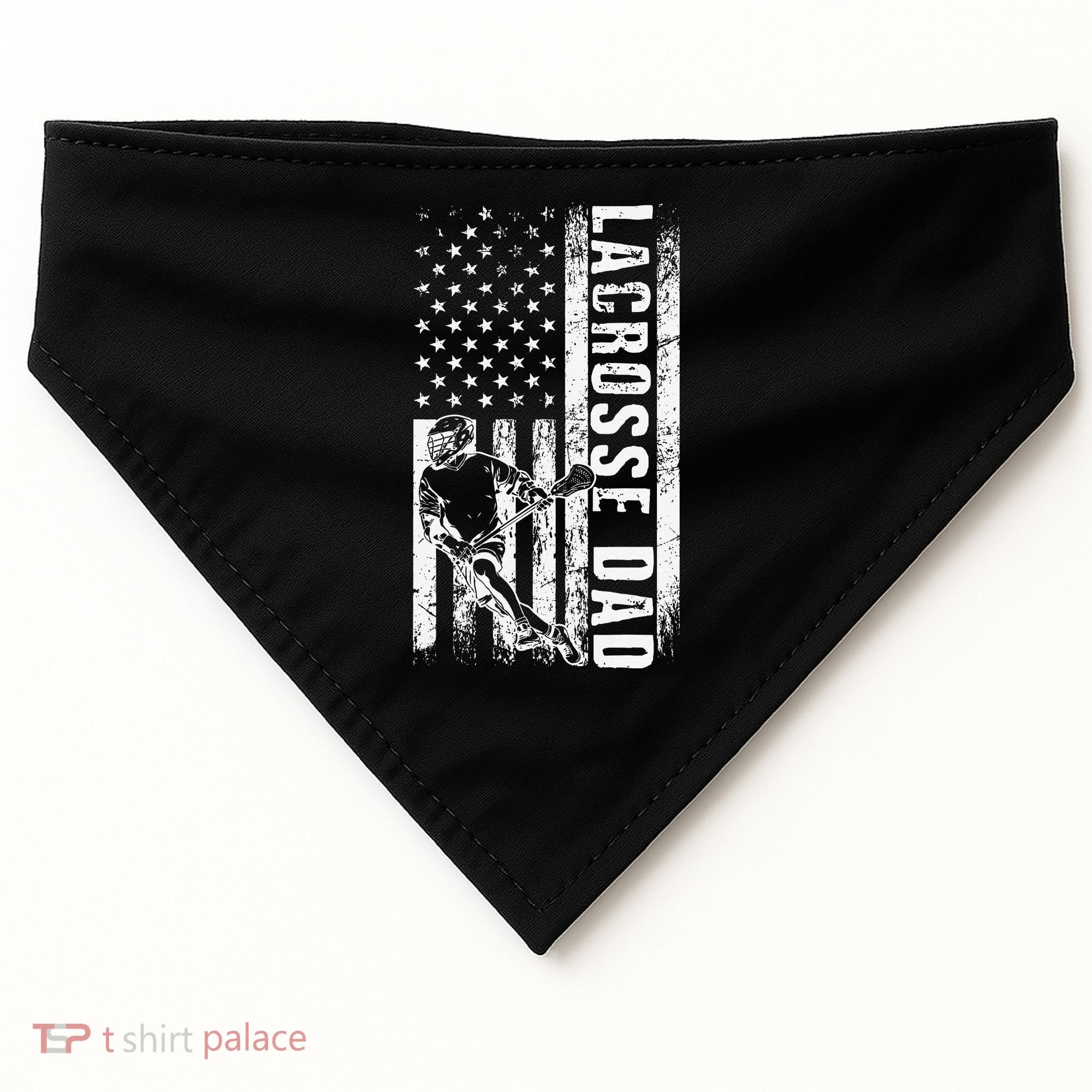 Lacrosse DAD American Flag Lax Daddy Father's Day USA-Made Doggie Bandana