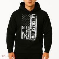Lacrosse DAD American Flag Lax Daddy Father's Day Hoodie thumb 2