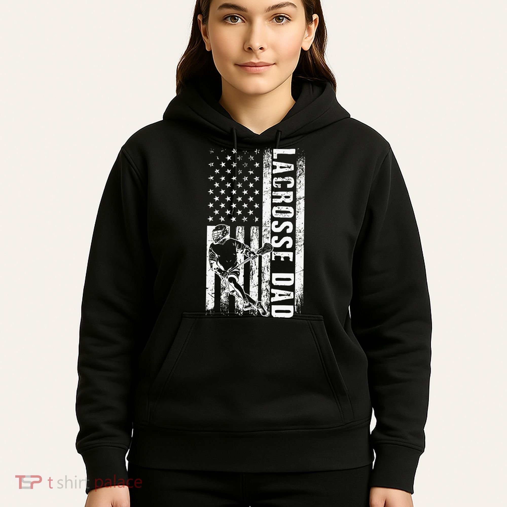 Lacrosse DAD American Flag Lax Daddy Father's Day Hoodie