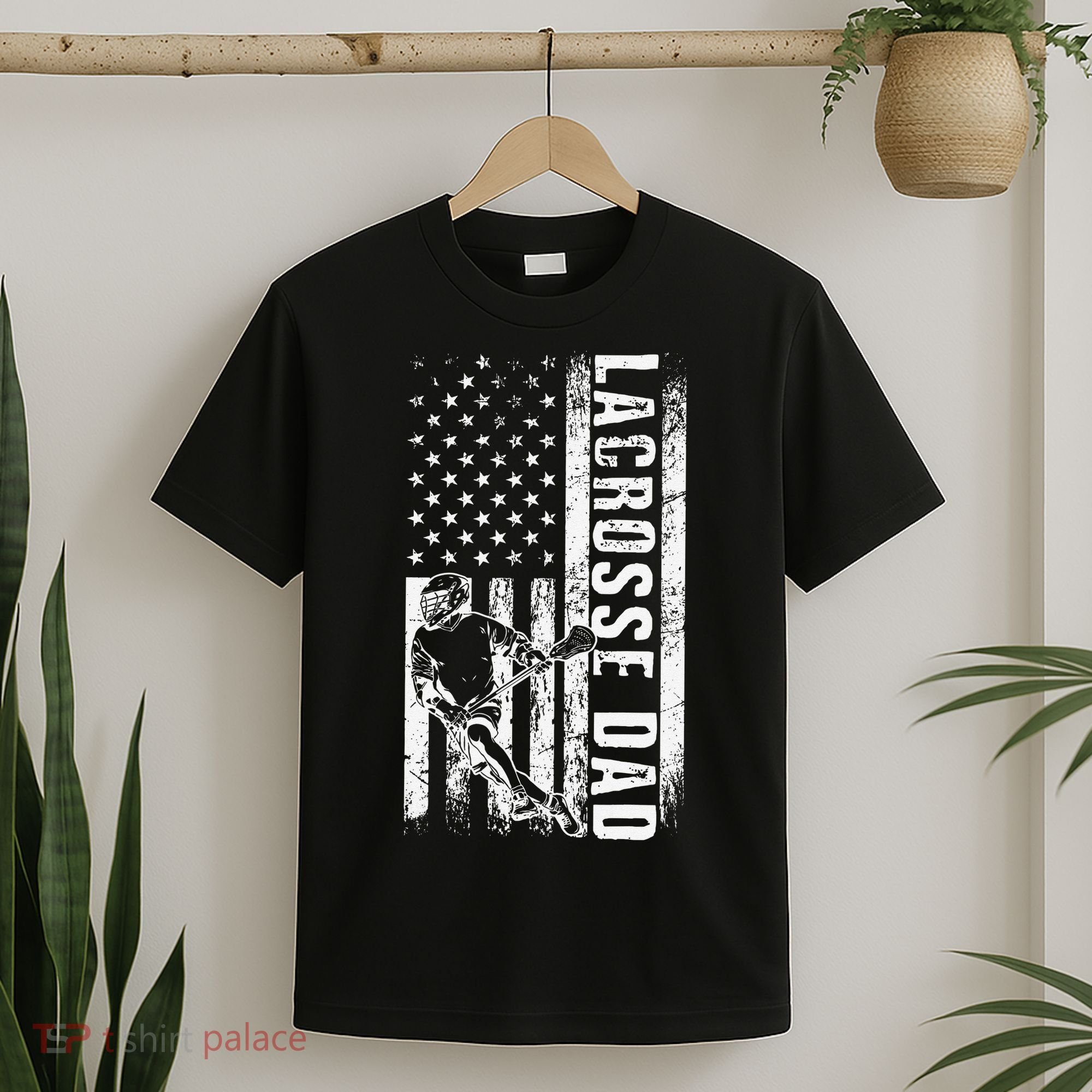 Lacrosse DAD American Flag Lax Daddy Father's Day T-Shirt