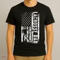 Lacrosse DAD American Flag Lax Daddy Father's Day T-Shirt thumb 3
