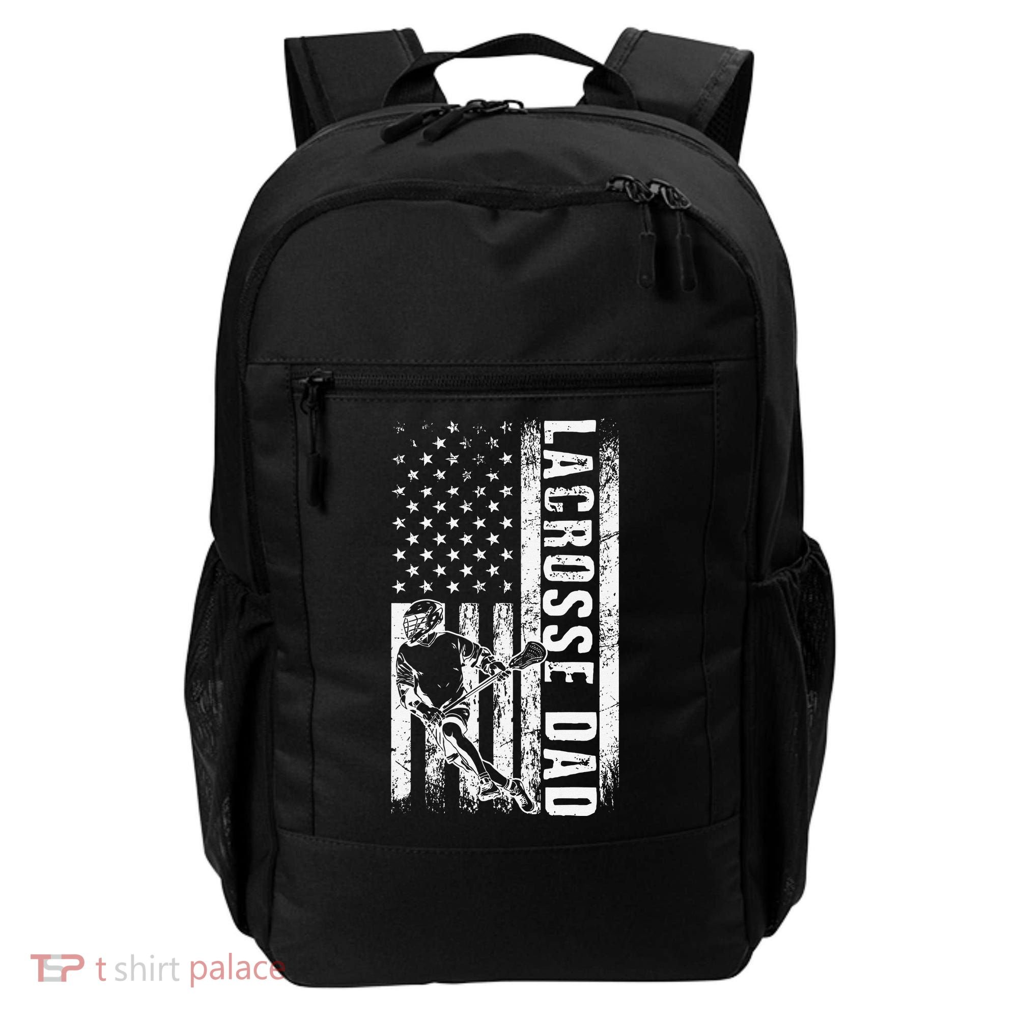 Lacrosse DAD American Flag Lax Daddy Father's Day Backpack
