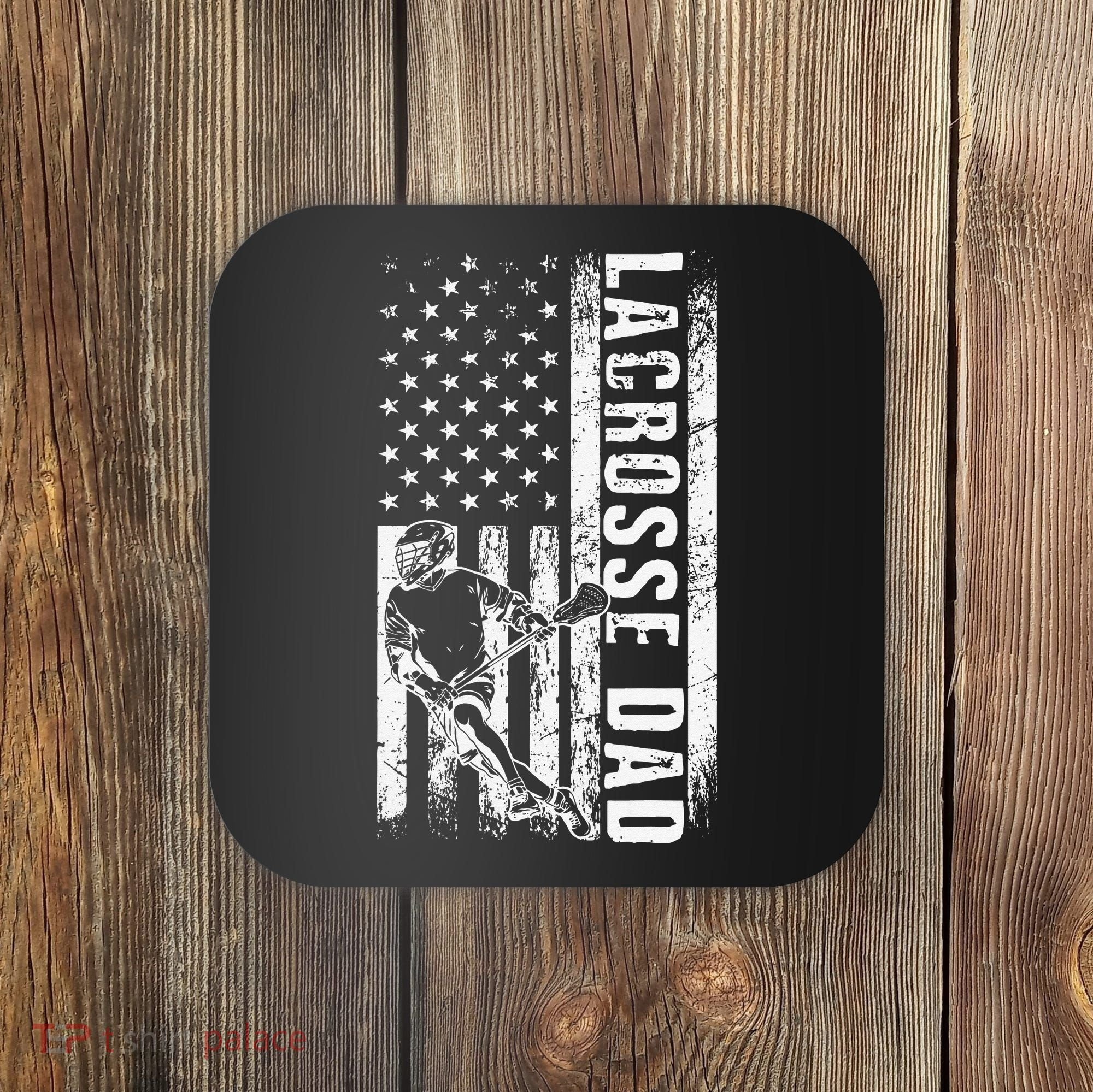 Lacrosse DAD American Flag Lax Daddy Father's Day Coaster