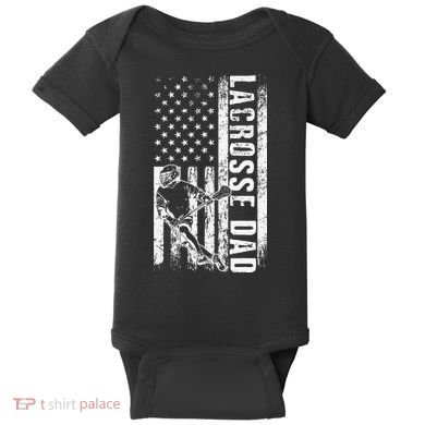 Lacrosse DAD American Flag Lax Daddy Father's Day Baby Bodysuit