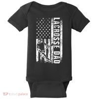 Lacrosse DAD American Flag Lax Daddy Father's Day Baby Bodysuit thumb 0