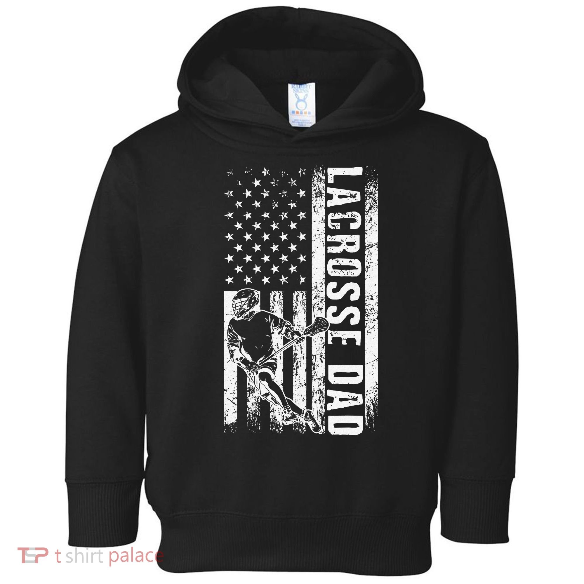 Lacrosse DAD American Flag Lax Daddy Father's Day Toddler Hoodie
