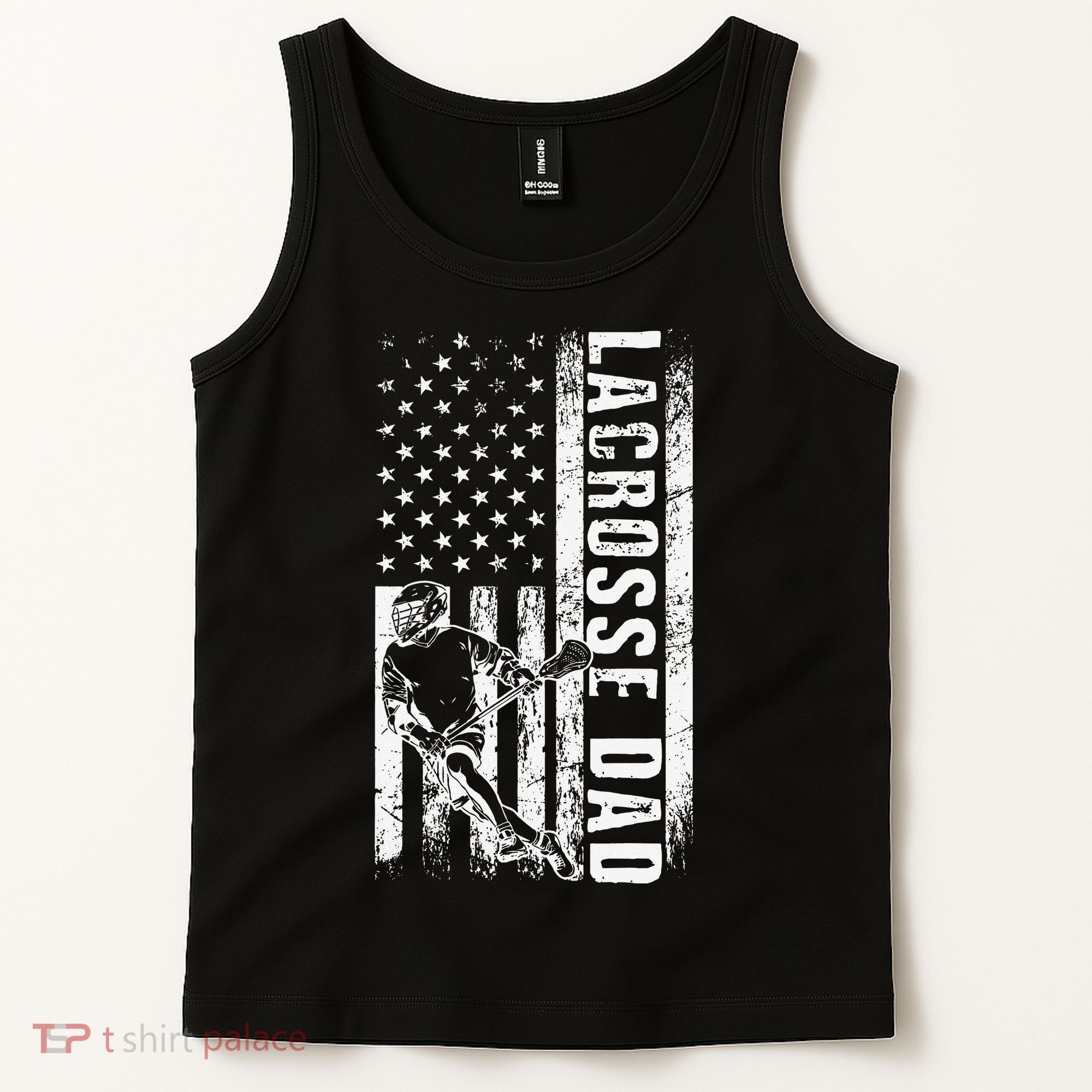 Lacrosse DAD American Flag Lax Daddy Father's Day Tank Top