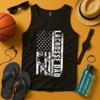 Lacrosse DAD American Flag Lax Daddy Father's Day Tank Top thumb 4