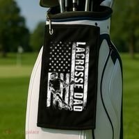 Lacrosse DAD American Flag Lax Daddy Father's Day Golf Towel thumb 2