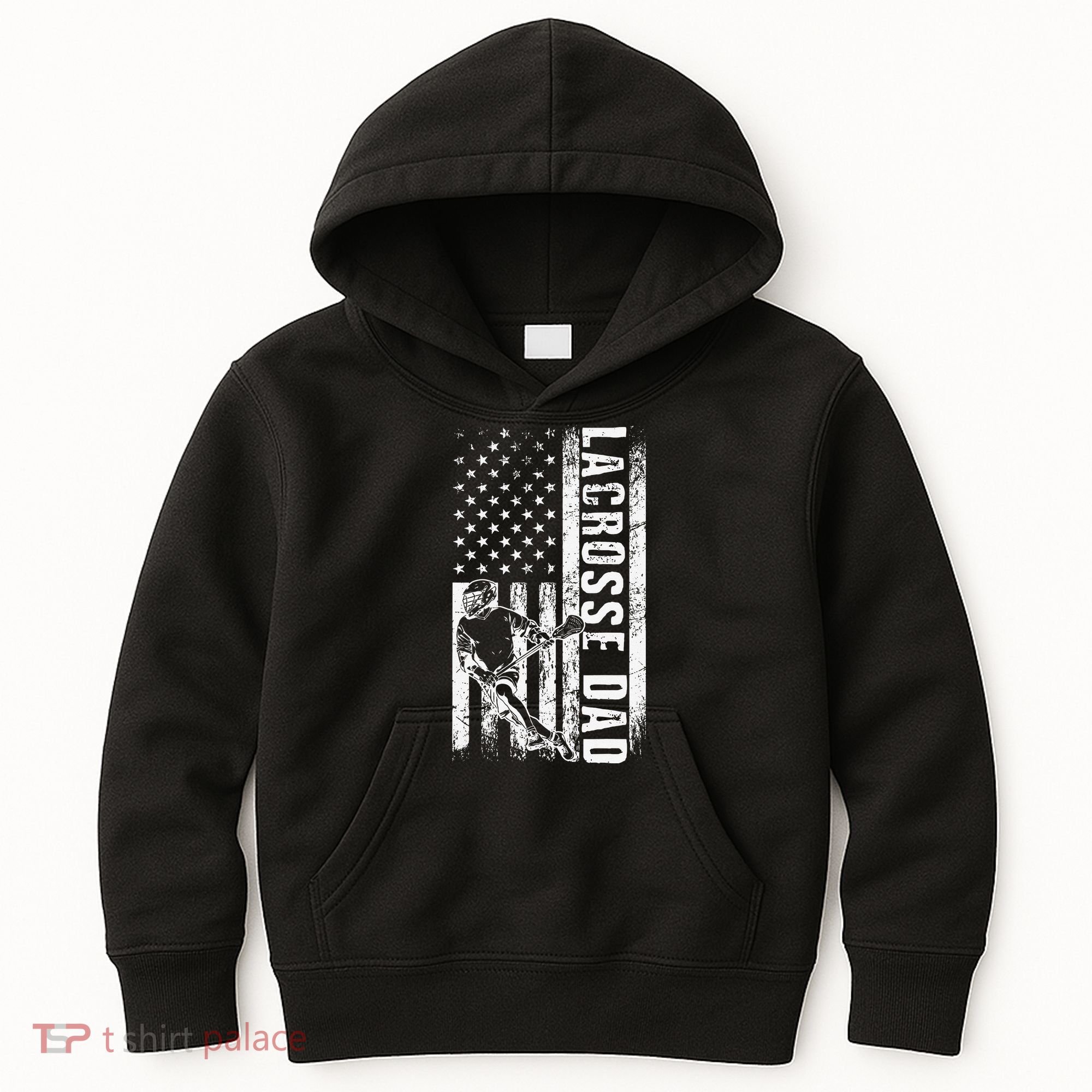Lacrosse DAD American Flag Lax Daddy Father's Day Kids Hoodie
