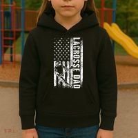 Lacrosse DAD American Flag Lax Daddy Father's Day Kids Hoodie thumb 3
