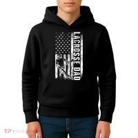 Lacrosse DAD American Flag Lax Daddy Father's Day Kids Hoodie thumb 4