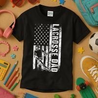 Lacrosse DAD American Flag Lax Daddy Father's Day Kids T-Shirt thumb 3