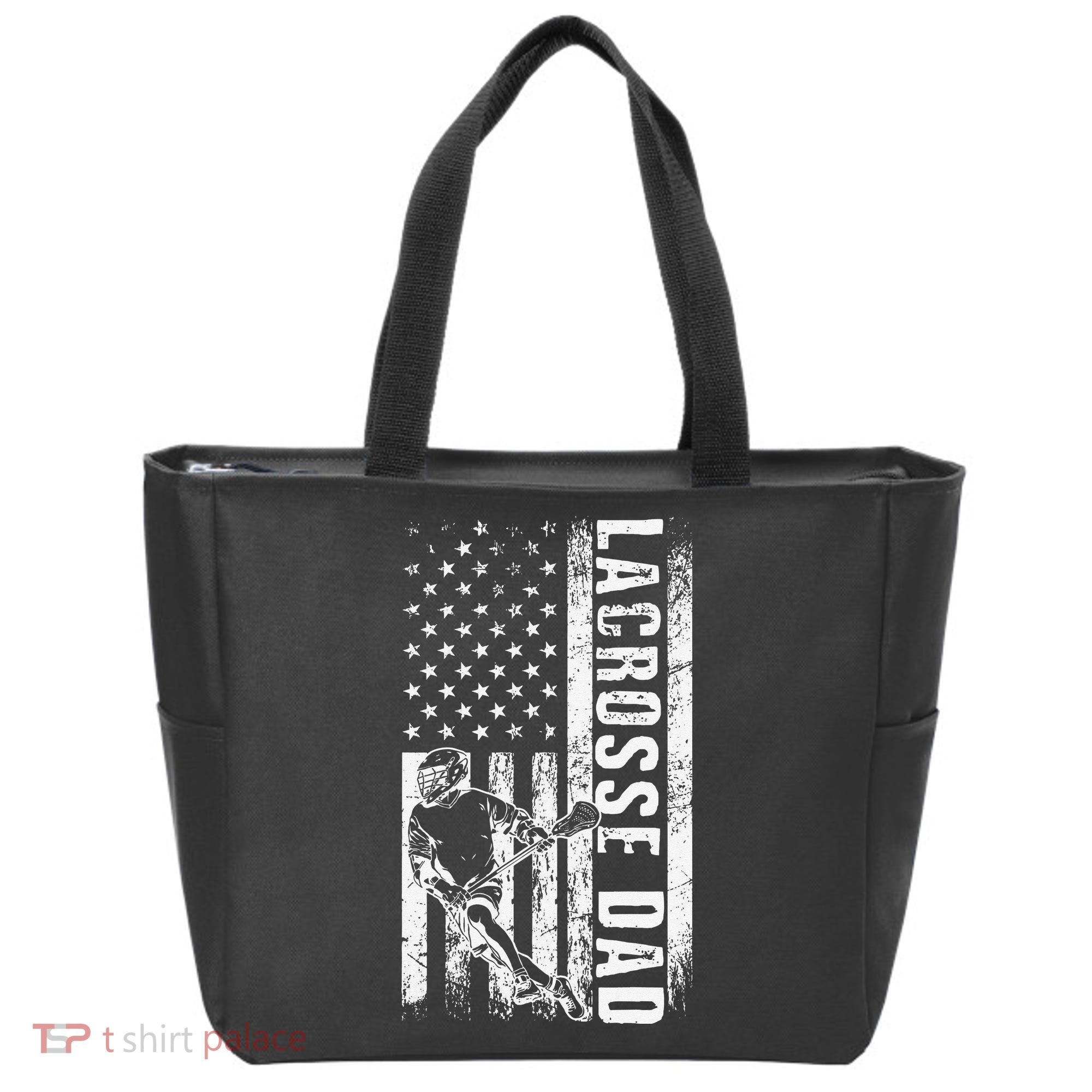 Lacrosse DAD American Flag Lax Daddy Father's Day Tote Bag