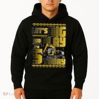 Let's Dig And Play I'm 5 Today 5th Birthday Party Excavator Hoodie thumb 2