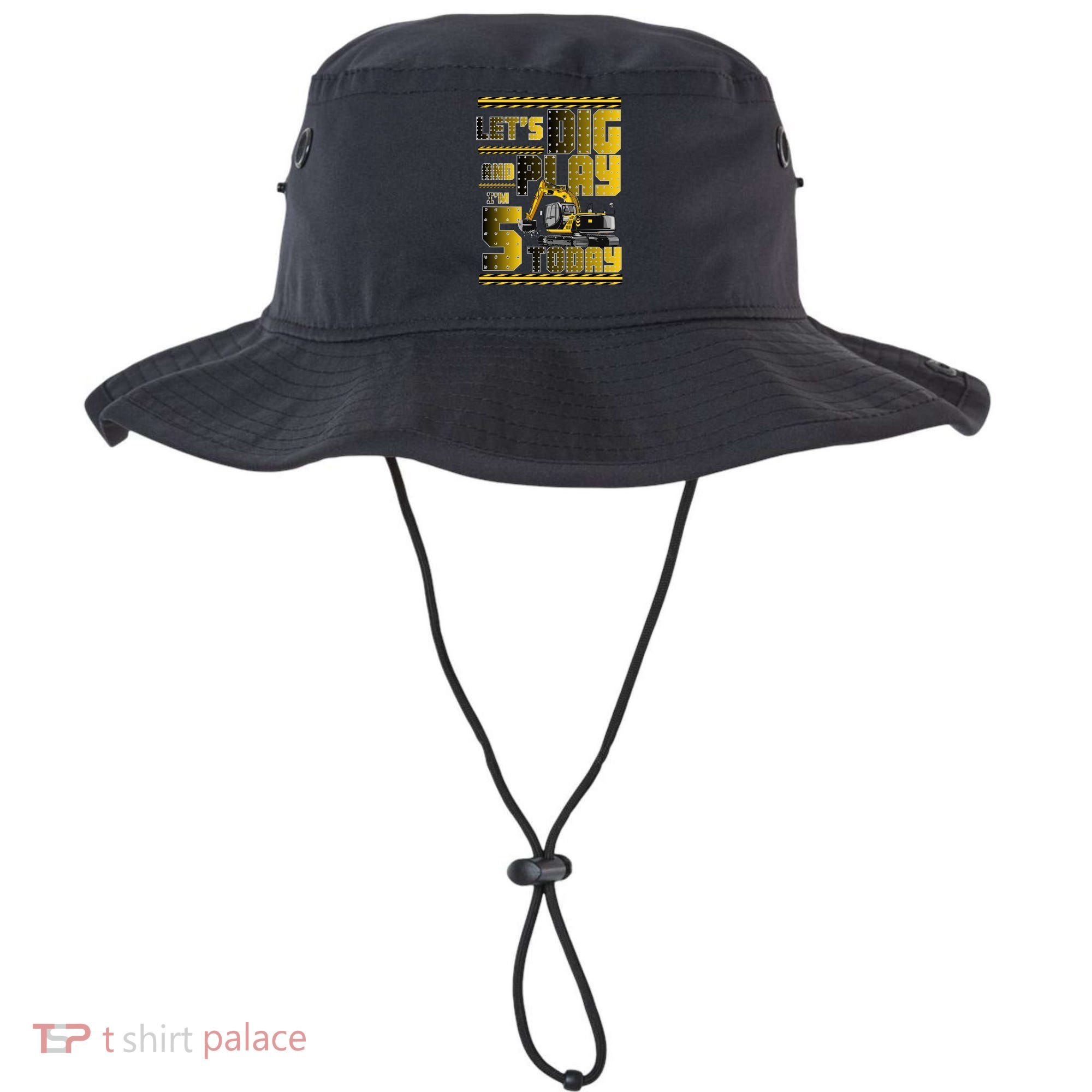 Let's Dig And Play I'm 5 Today 5th Birthday Party Excavator Bucket Hat