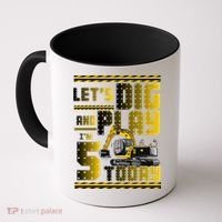 Let's Dig And Play I'm 5 Today 5th Birthday Party Excavator Coffee Mug thumb 0
