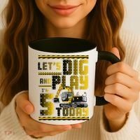 Let's Dig And Play I'm 5 Today 5th Birthday Party Excavator Coffee Mug thumb 3