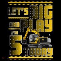 Let's Dig And Play I'm 5 Today 5th Birthday Party Excavator Coffee Mug thumb 5