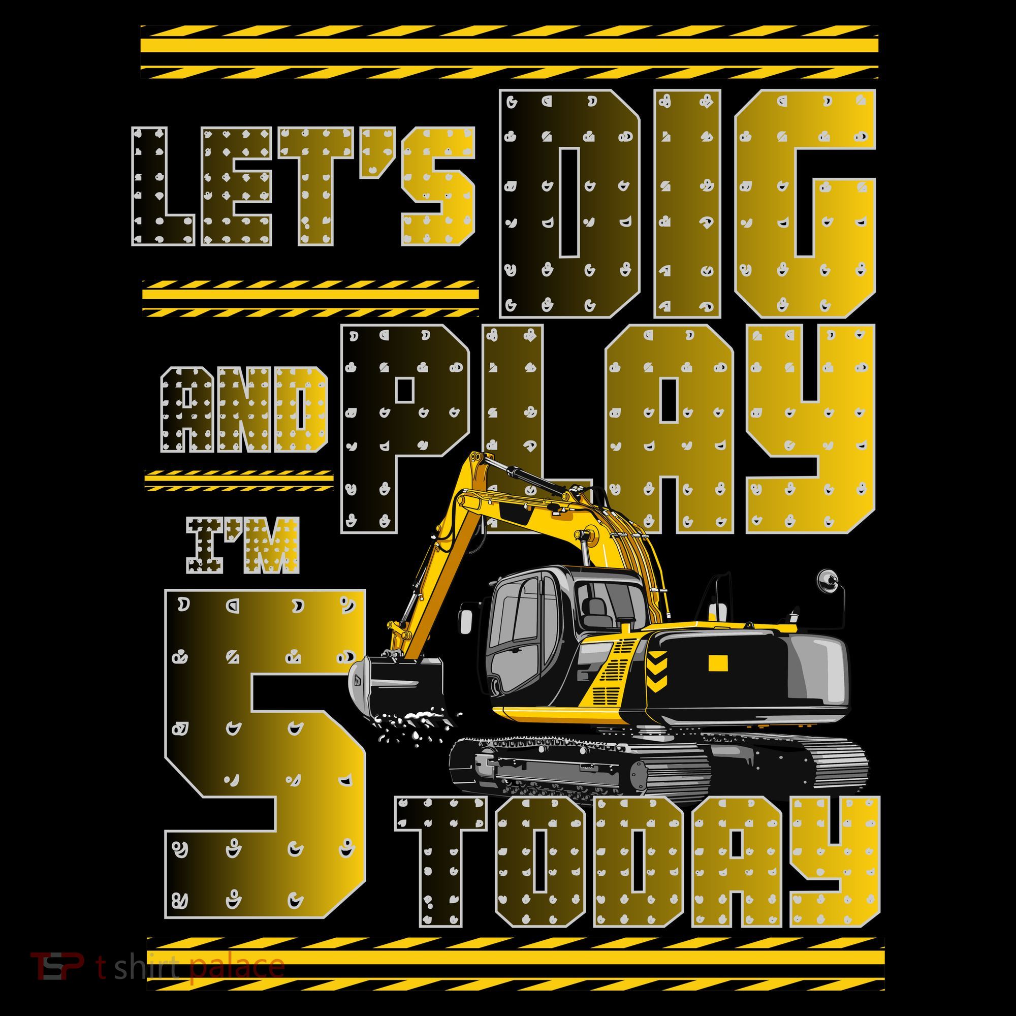 Let's Dig And Play I'm 5 Today 5th Birthday Party Excavator Women's Hoodie