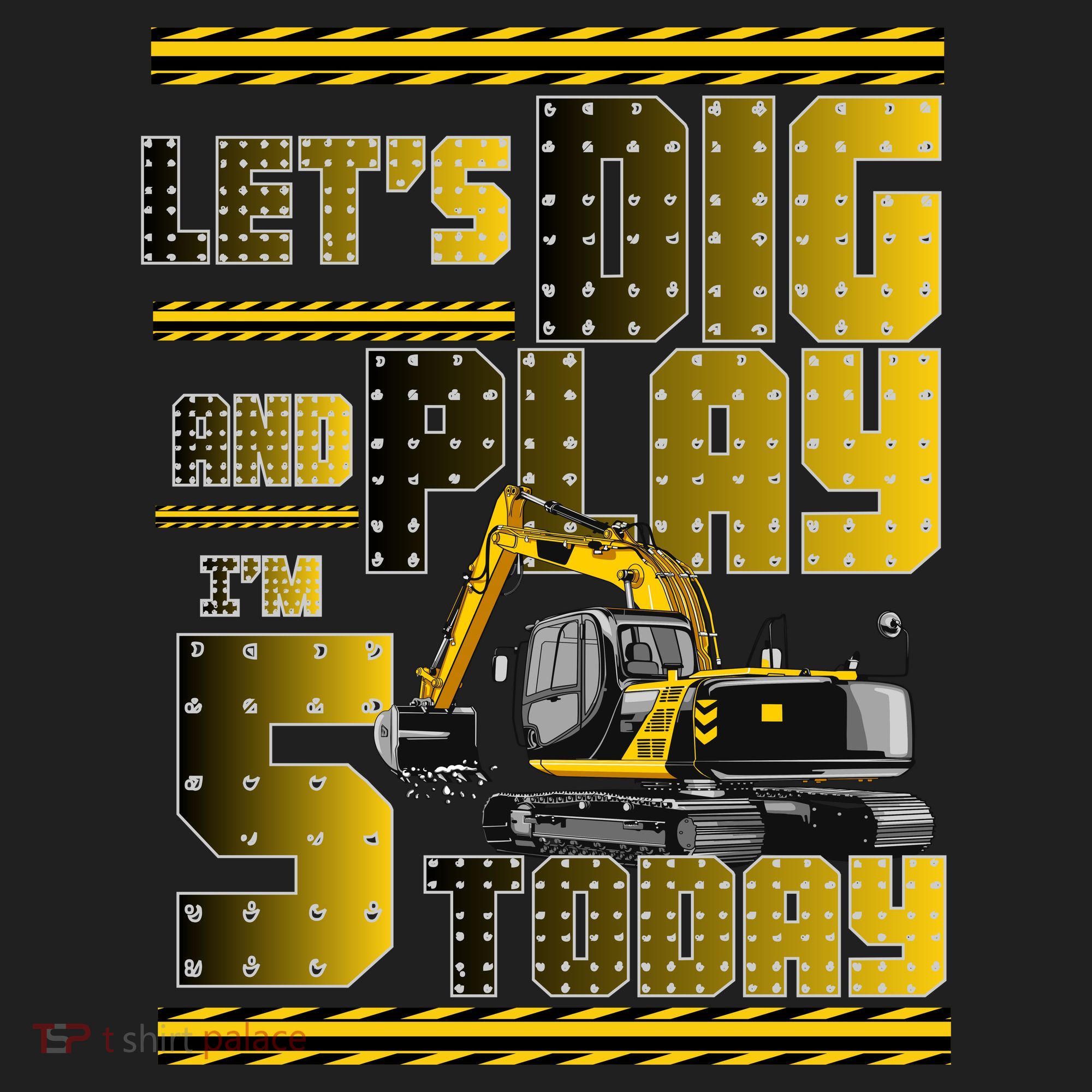 Let's Dig And Play I'm 5 Today 5th Birthday Party Excavator Hat