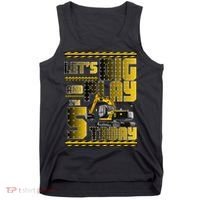 Let's Dig And Play I'm 5 Today 5th Birthday Party Excavator Tank Top thumb 0