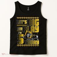 Let's Dig And Play I'm 5 Today 5th Birthday Party Excavator Tank Top thumb 2