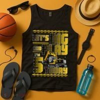 Let's Dig And Play I'm 5 Today 5th Birthday Party Excavator Tank Top thumb 4