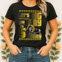 Let's Dig And Play I'm 5 Today 5th Birthday Party Excavator Women's T-Shirt thumb 2