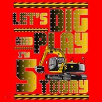 Let's Dig And Play I'm 5 Today 5th Birthday Party Excavator Santa Hat thumb 1