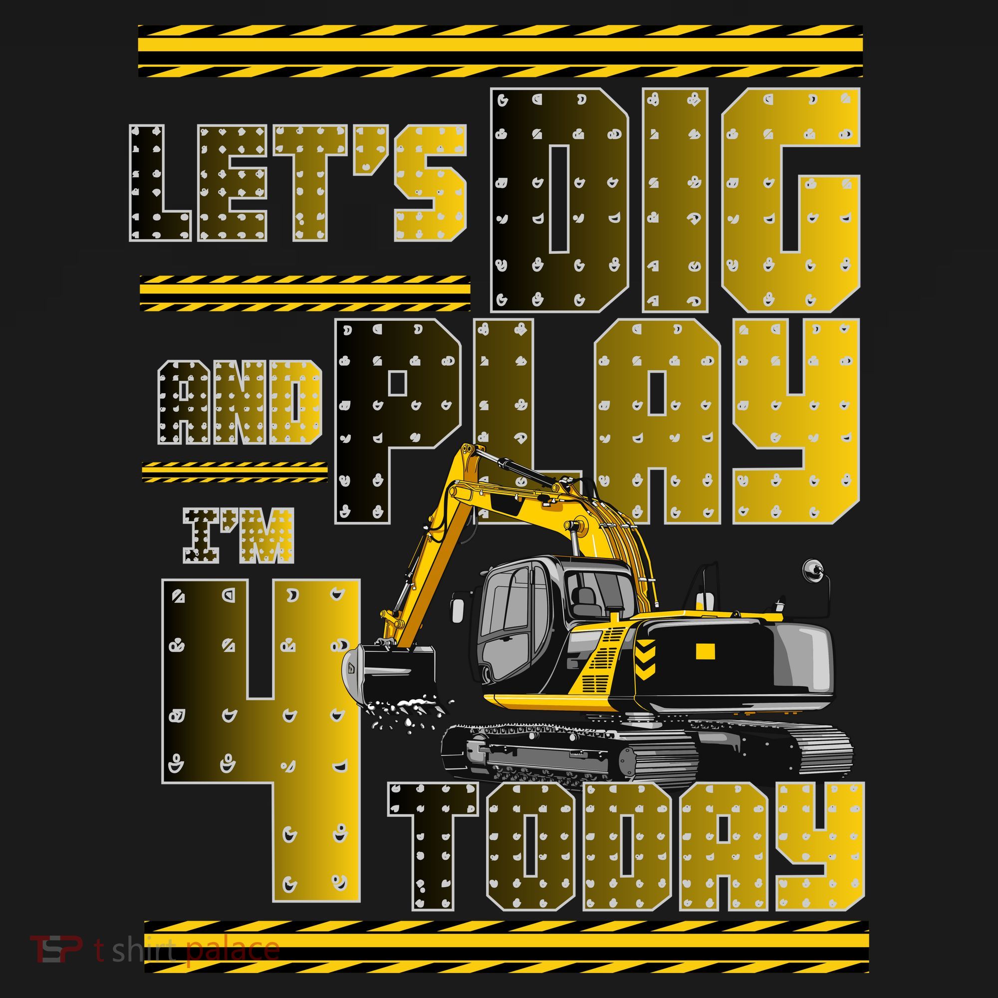 Let's Dig And Play I'm 4 Today 4th Birthday Party Excavator Ornament