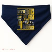 Let's Dig And Play I'm 4 Today 4th Birthday Party Excavator USA-Made Doggie Bandana thumb 0