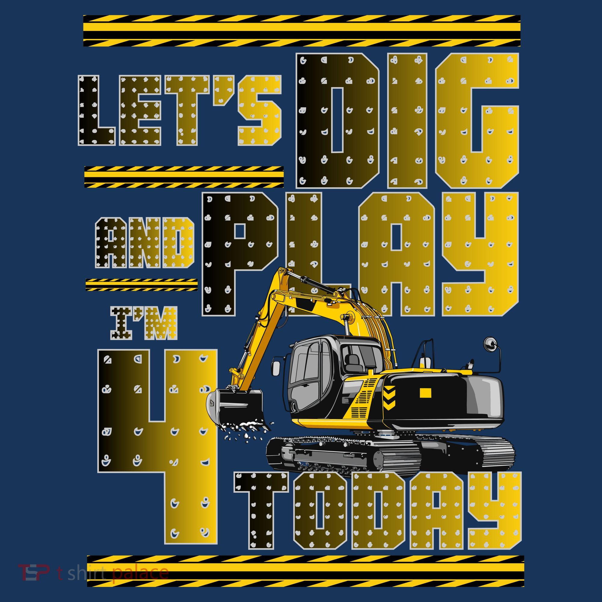 Let's Dig And Play I'm 4 Today 4th Birthday Party Excavator Baby Bodysuit