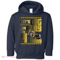 Let's Dig And Play I'm 4 Today 4th Birthday Party Excavator Toddler Hoodie thumb 0