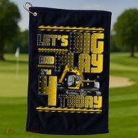 Let's Dig And Play I'm 4 Today 4th Birthday Party Excavator Golf Towel thumb 1