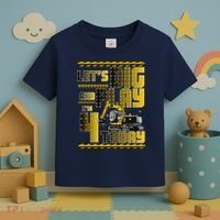 Let's Dig And Play I'm 4 Today 4th Birthday Party Excavator Toddler T-Shirt thumb 3