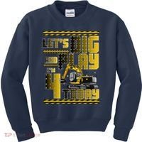 Let's Dig And Play I'm 4 Today 4th Birthday Party Excavator Kids Sweatshirt thumb 0