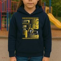 Let's Dig And Play I'm 4 Today 4th Birthday Party Excavator Kids Hoodie thumb 3