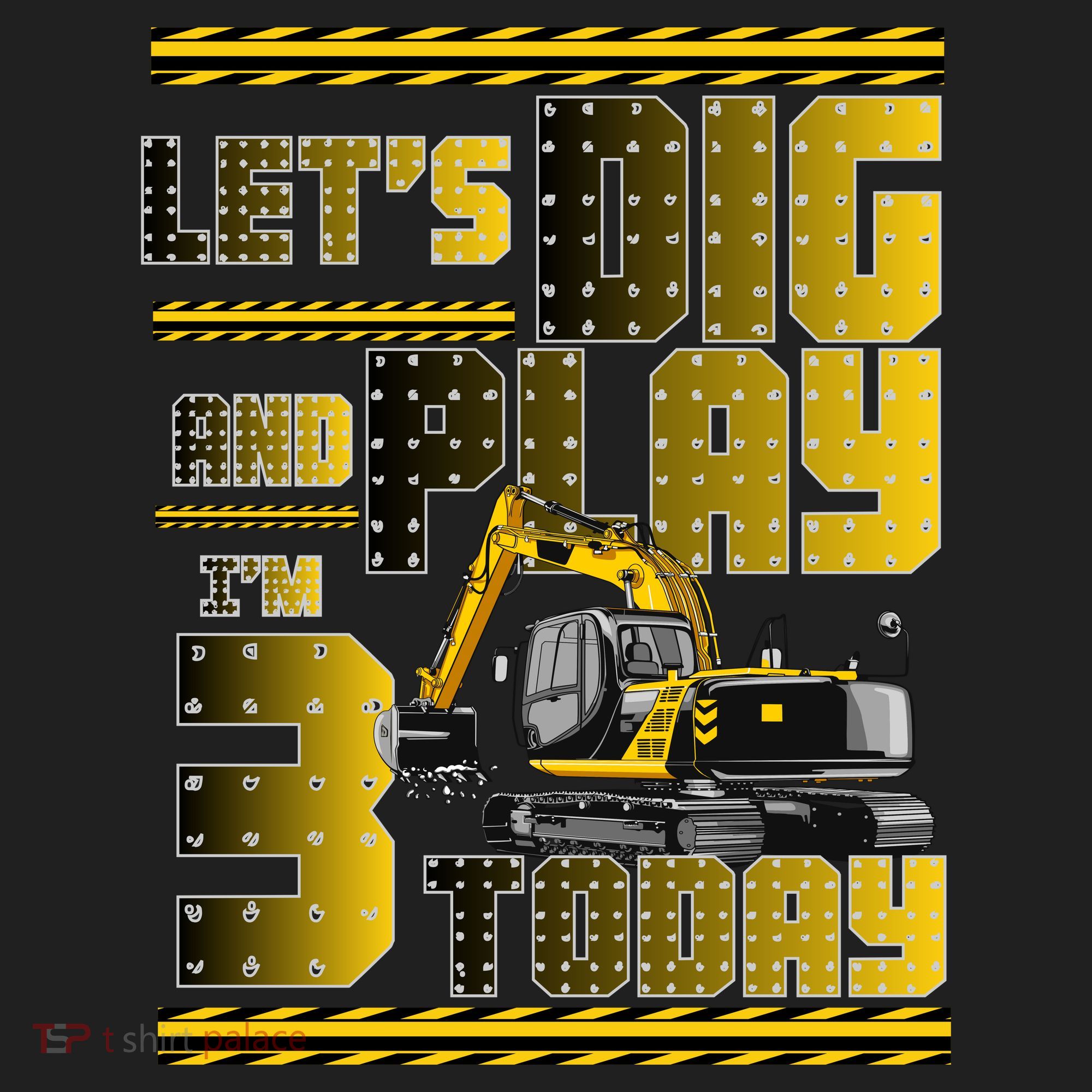 Let's Dig And Play I'm 3 Today 3rd Birthday Party Excavator Golf Towel