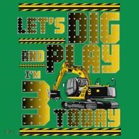 Let's Dig And Play I'm 3 Today 3rd Birthday Party Excavator Mousepad thumb 1