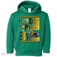 Let's Dig And Play I'm 3 Today 3rd Birthday Party Excavator Toddler Hoodie thumb 0