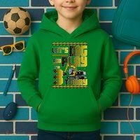 Let's Dig And Play I'm 3 Today 3rd Birthday Party Excavator Kids Hoodie thumb 2