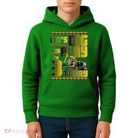 Let's Dig And Play I'm 3 Today 3rd Birthday Party Excavator Kids Hoodie thumb 4