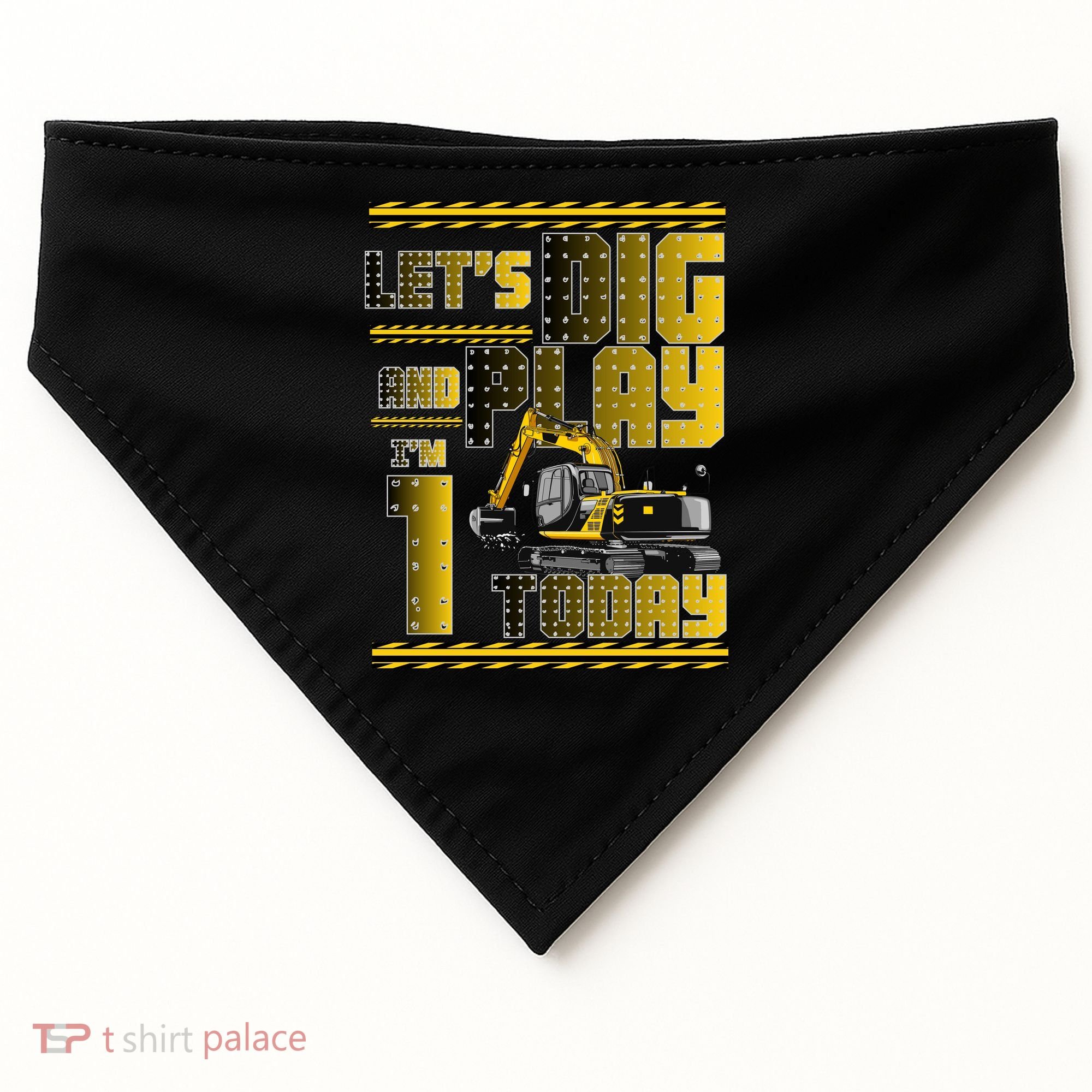 Let's Dig And Play I'm 1 Today 1st Birthday Party Excavator USA-Made Doggie Bandana