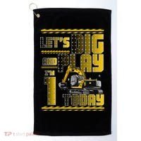 Let's Dig And Play I'm 1 Today 1st Birthday Party Excavator Golf Towel thumb 0