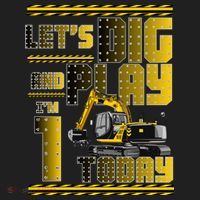 Let's Dig And Play I'm 1 Today 1st Birthday Party Excavator Golf Towel thumb 3