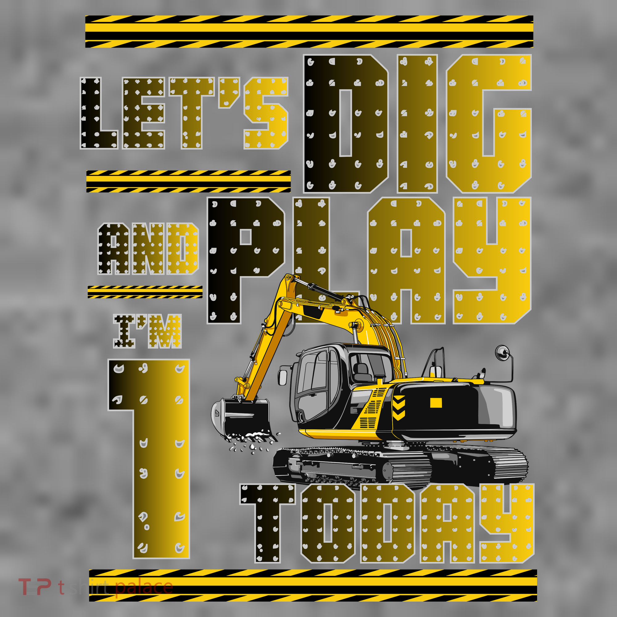 Let's Dig And Play I'm 1 Today 1st Birthday Party Excavator Baby Bodysuit